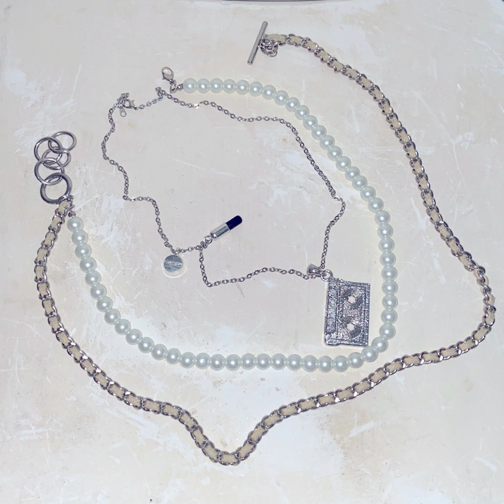 Bless Silver/Pearl Material Mix Necklace Custom w Ambush Silver Pills 💊 Uni OS 